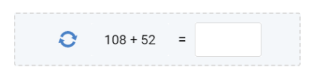 ‘108 + 52’라는 텍스트 레이블이 있는 텍스트 입력 필드